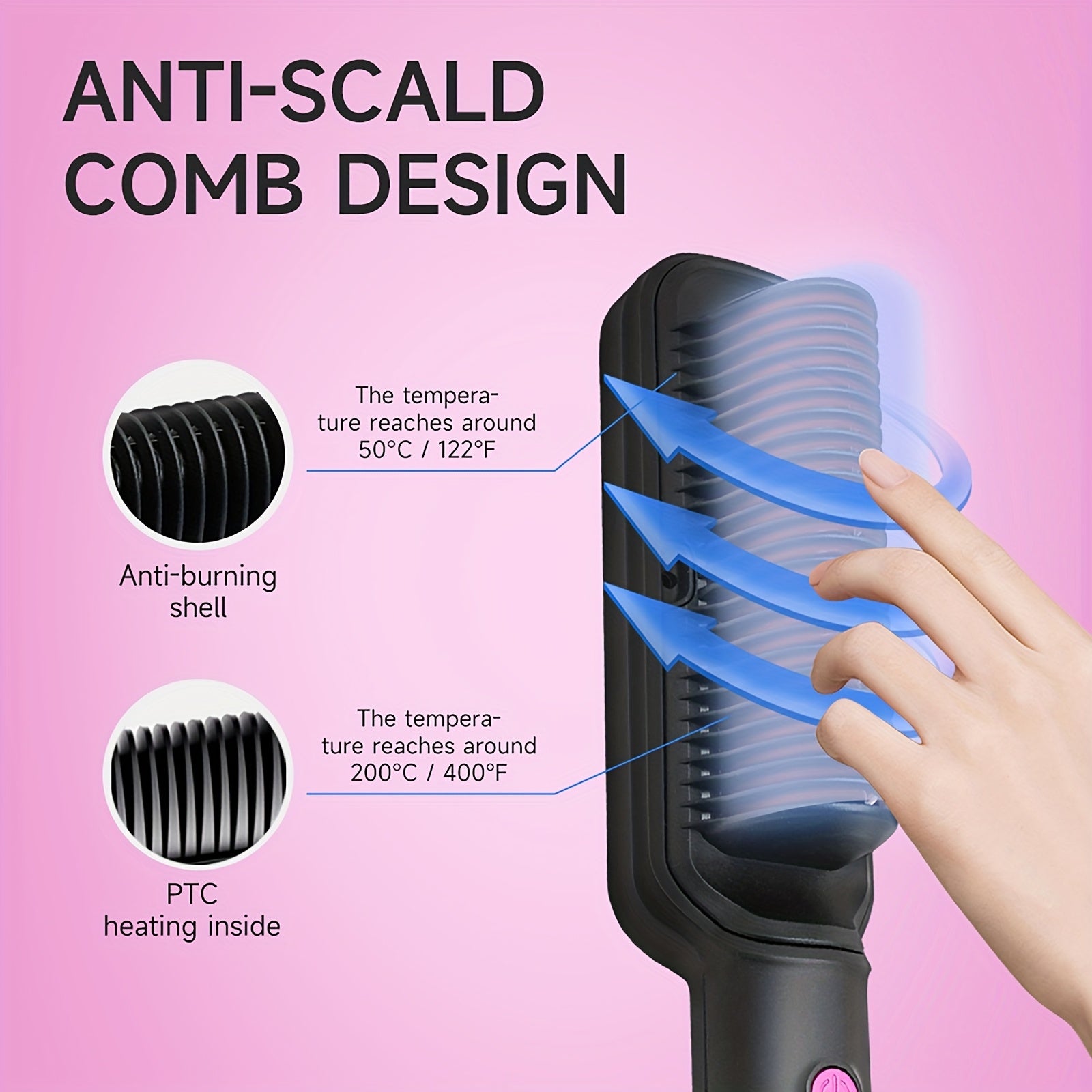 Hair Straightener Brush, Ionic Hair Straightening Brush Flat Iron For Women, Anti-Scald Straightening Comb Fast Heating For Home Salon, Precise Temperature Control And Heats Up Fast, Auto Shuts Off, Christmas, Happy Holidays,